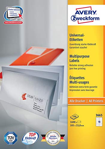 Avery Universal Labels, White 105X33,8Mm