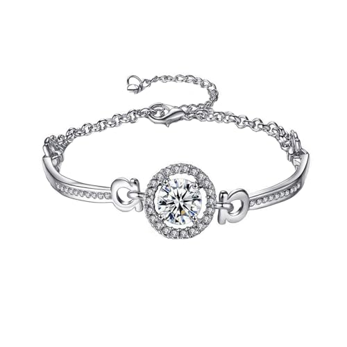 GAENZA Braccialetto Bracciali Donna di Zircone,Bracciale Braccialetto Argento Oro per Donna (Argento)