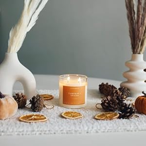 Pumpkin Spice Scented Holiday Candle, Soy Wax Candles for The Home Scented with Phthalate Free Oils, 3.5 x 3 inch, 8.8 oz, 37 Hour Burn Time Fall Candles & Home Decor in Glass Jar - Calyan Wax Pumpkin Spice Scented Holiday Candle Soy Wax Candles for The Home Scented with Phthalate Free Oils 35 x 3 inch 88 oz 37 Hour Burn Time Fall Candles Home Decor in Glass Jar Calyan Wax