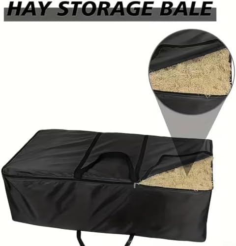 Large Hay Bag With Zipper Oxford Cloth Hay Bale Storage Bag Carry Handle Hay Bag For Livestock Feed Straw Hay Farm Barn Storage — view 6