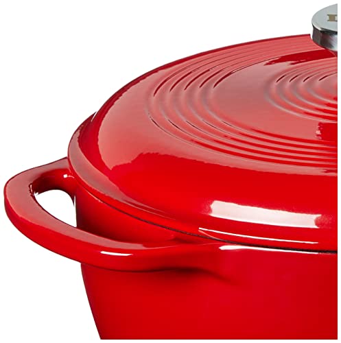 Image of Lodge Essential Enamel Cast Iron Dutch Oven, 4.5 Quart, Solid Red