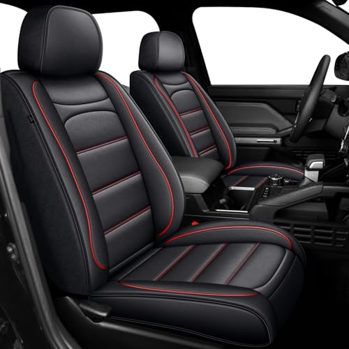 AOMSAZTO Car Seat Covers Fit for 2024 2025 2026 Toyota Tacoma Truck Double Crew Cab Custom Truck Seat Covers Full Set(Black&Red,5 Seats)