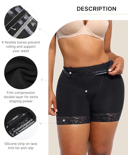 SHAPELLX Butt Lifting Shapewear For Women Tummy Control Faja Shaping Shorts Thigh Slimming Panties Mid Waisted Shaper3