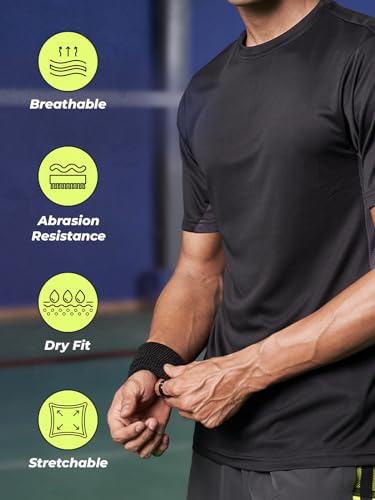 Image of FitMonkey Sports Breathable Crew Neck Dry Fit T Shirt | Regular Fit Cut & Sew T Shirt for Men |Sport T Shirt for Men |Quick Dry Technology with Moisture Control |Lightweight
