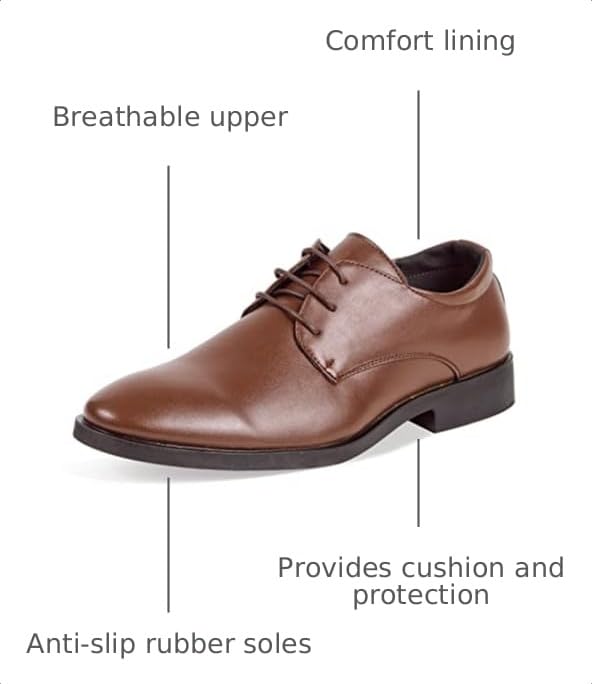 Image of Mens Dress Shoes Modern Classic Slip On Oxfords for Formal Church | Men's Oxfords Business Lace-Ups Work Wedding Dressing Shoes