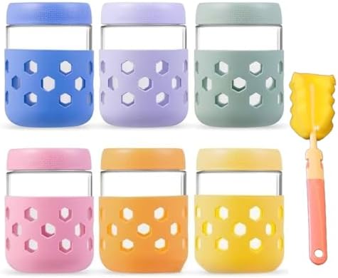 Overnight Oats Container 16 oz - 6 Pack with Silicone Sleeves for...