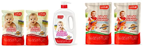 Image of LuvLap Liquid Cleanser Refill, Anti-Bacterial, 1000ml (Pack of 2) & LuvLap Baby Laundry Liquid Detergent, Food Grade,1000ml & LuvLap Baby Laundry Liquid Detergent, 1000ml (Pack of 2)