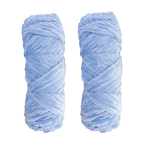 2pcs Yarn Velvet Knitting Yarn Soft Crochet Ball Craft Multi Colors, Ideal for Beginners Kids Crafts (Light Blue)