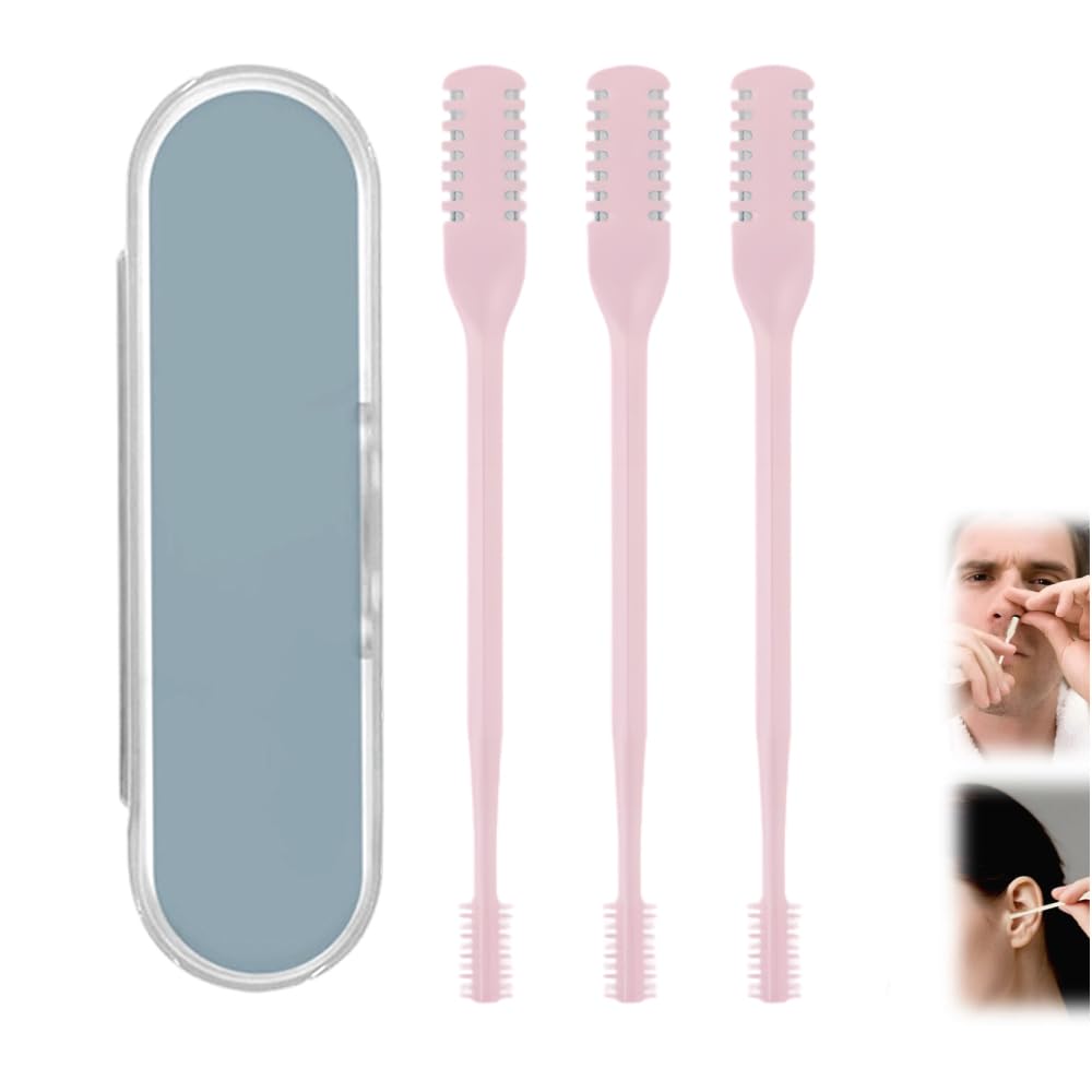 2-in-1 Nasal Hair Cutter Upgrade 360 Rotating Nose Hair Trimmer with Double-Sided Blade Ear Pick Manual Nostril Hair