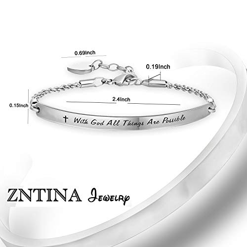 G-Ahora Christian Gift with God All Things are Possible Faith Bracelet Religious Jewelry Cross Bracelets for Women Baptism Gift(BR-Withgod) - Image 3