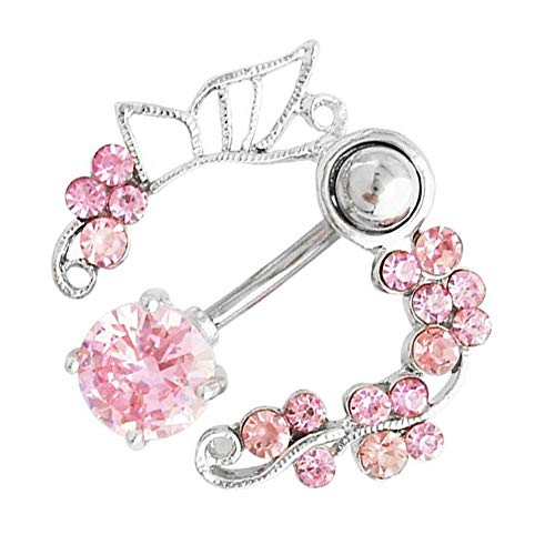 Gsdviyh36 Body Piercing Jewelry,14G Butterfly Rhinestone Belly Barbell Button Ring Navelperfect A Jewelry Gift Nose Ear Lip Belly Button Decor-One #TOP2