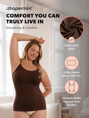 Image of SHAPERMINT Womens Tops - Scoop Neck Cami Body Shaper for Women, Shapewear Tummy Control, Camisole Tank Tops for Women