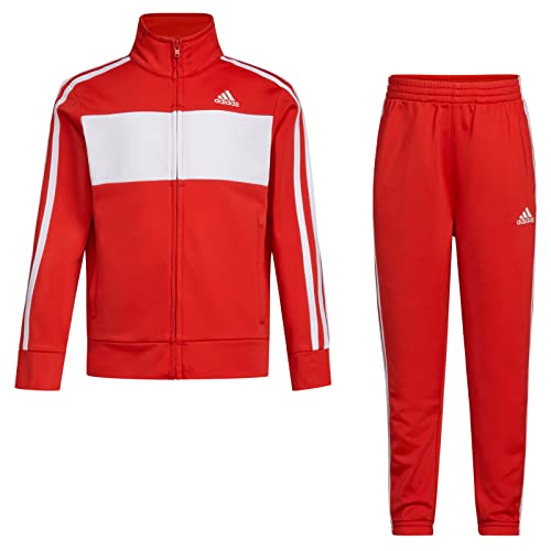 adidas Boys' Little Tricot Jacket & Pant Clothing Set, Essential Tricot Vivid Red, 3T