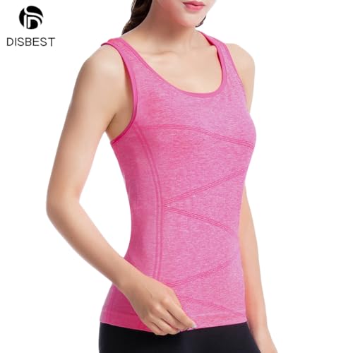 Disbest Yoga Tank Top, Women's Performance Stretchy Quick Dry Sports Workout Running Top Vest with Removable Pads - Thumbnail 2
