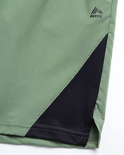 Rbx Boys Active Shorts - Kids Athletic Performance Basketball Shorts With Pockets - Woven Gym Shorts For Boys (8-16), Size 18/20, Green #TOP2