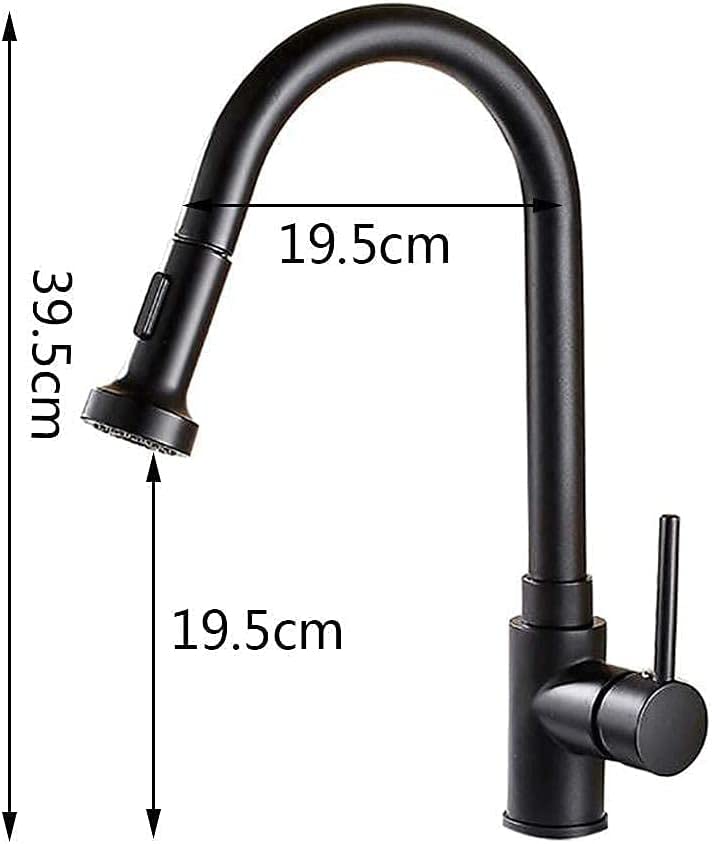 Robinet mitigeur d'évier noir avec douchette extractible et rotative à 2 modes pour cuisine