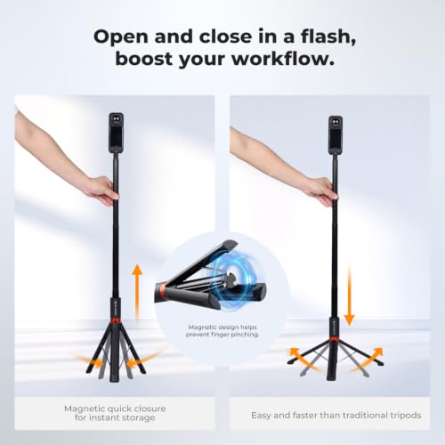 Image of K&F CONCEPT 66 inch 2-in-1 Invisible Selfie Stick Tripod for Insta360 X5 /X4 /X3 /DJI Osmo 360, Extension Pole Adjustable Handle Grip for Insta 360 Luna Ultra, GoPro, DJI Osmo Pocket 3 /4, Action 5 Pro /6 /4 /3