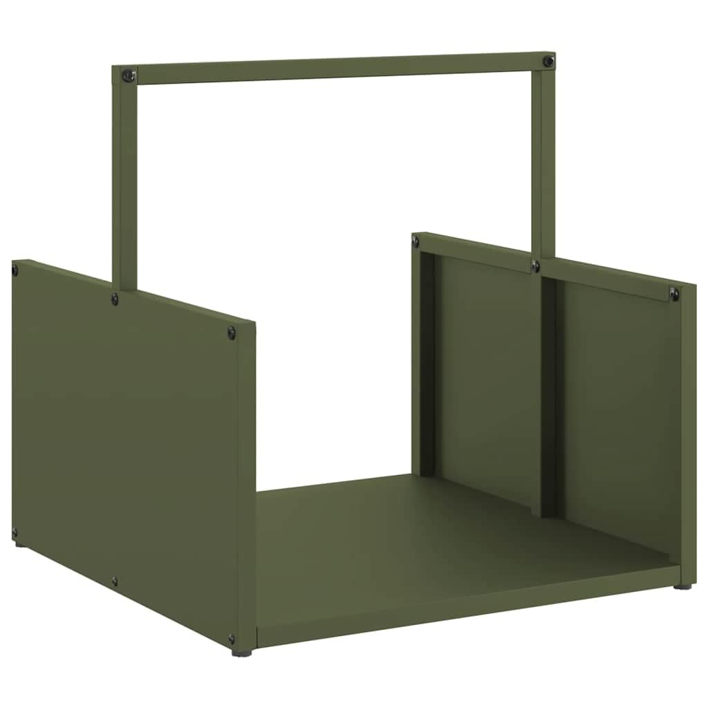 Vidaxl (Olive Green) Firewood Rack Black 40X40x40 Cm Cold-Rolled Steel Fireplace Log Holder
