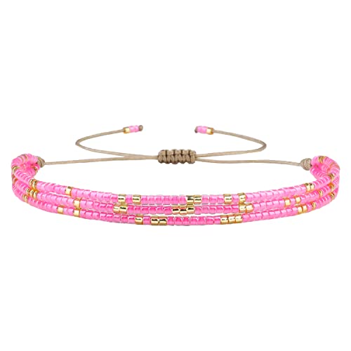 Image of KELITCH Adjustable Multi Strand Bracelets Colorful Miyuki Seed Beads Wrap Bracelets Bangle Women Jewelry