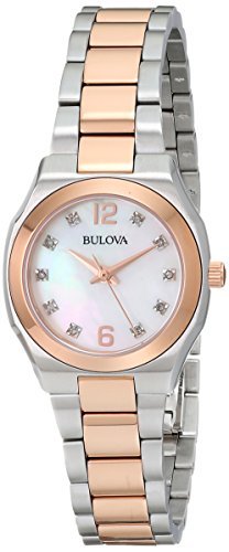 �u���[�o Bulova Women's �E�B�����Y ���f�B�[�X �����p 98P143 Diamond Gallery Analog Display Japanese Quartz Two Tone Watch ���v �r���v [���s�A���i]
