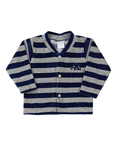 Conjunto Bebê Plush Listrado, Suedine e Plush Liso Space Is The Place - Azul Jeans M