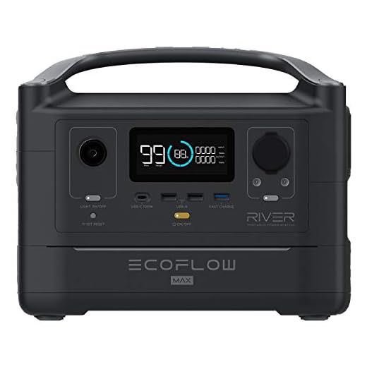 EF ECOFLOW Portable Power Station RIVER Max, 576Wh Backup Lithium Battery with 3 x 600W (Peak 1200W) AC Outlets & LED Flashlight, Clean & Silent Solar Generator for Outdoor Camping RV (Solar Panel Optional)