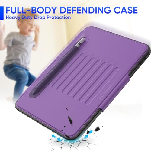 Image of SEYMAC stock Case for iPad (A16) 11th /10th Generation 11 /10.9'', Full-Body Drop Protection,[Stitched Slim Pencil Sleeve],Strong Magnetic Auto Sleep Case, Absorbing Multi-Angles Stand, Card Slot-Purple