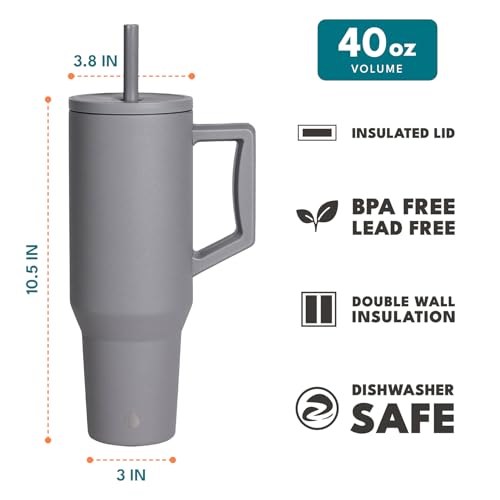 Image of Elemental Spill Proof 40oz Insulated Tumbler with Handle & Straw Travel Mug