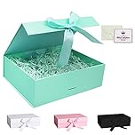 Gift Box, Luxury Magnetic Gift Box with Lid Ribbon Greeting Card Shredded Paper, Gift Packaging Box for Present Birthday Wedding Anniversary Festival (23×17×7cm, Blue)