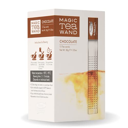Image of Premiers Chocolate Flavoured Tea, Dessert-Inspired Black with Creamy Cocoa Notes, Magic Tea Wands Stick Infuser, 12 Wands, 30 g, Suitable for Hot or Iced Brewing, White Box
