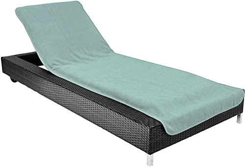 Rainleaf Beach Lounger Sun Lounger Chair Cushion, Towel Protective Cover for Garden, Garden/Beach/Camping Chair - (Cover only), Towel Cover 100% Organic Cotton 72.5 x 200 cm (Blue Grey)