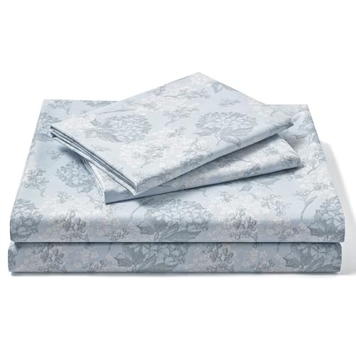 Image of FreshCulture Floral Bed Sheets - Ultra Soft Full Size Bed Sheets - Brushed Microfiber Blue Floral Sheets - Deep Pockets - Easy Care - Hotel Luxury 4 Piece Flower Printed Sheets Full, Emilia