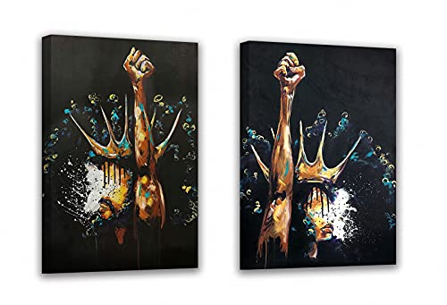 African Wall Art Independence Day Wall Art Black King and Queen Wall Art African Portrait Canvas Poster African Black Freedom Canvas Painting For Living Room 40X60CM x2pcs Frameless