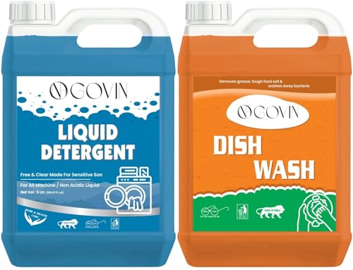 Image of GOVIN WASH Washing machine liquid detergent blue+ Dishwasher Cleaner Gel orange pack of -2.