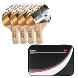 Butterfly Tischtennis Rundlauf Set |4 Tischtennisschläger Mini + Tischtennishülle Drive Case 2 | Tischtennisschlägerset | für die ganze Familie | sehr Kleiner Schläger