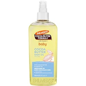 Palmer’s Baby Oil, Cocoa Butter Formula Gentle Body Oil, 5.1 fl oz, Nourishing Massage Oil for Delicate Skin with Vitamin E & Argan Oil, 48-Hrs Moisture, Dermatologist Tested Baby Essentials