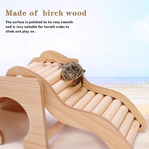Image of Set of 2 Hermit Crab Hideout with Ramp, Wooden Hermit Crab Climibing Toys, Small Animals Habitat for Hamsters, Aquariums Ladder Bridge Ramp Toy, Small Animals Tank Accessories