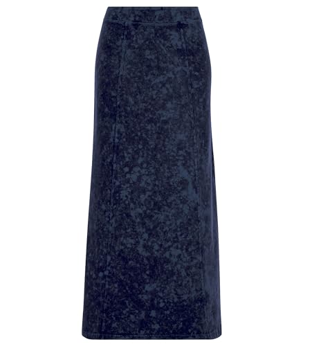 Baby'O Women's Stretch Knit Acid Wash Panel Maxi A-Line Skirt4