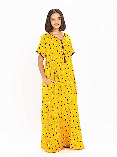Image of Evolove Women's Viscose Liva Long Maxi Night Gown Nighty Dress with Pocket, Super Soft Comfortable (LNG-Rayon)