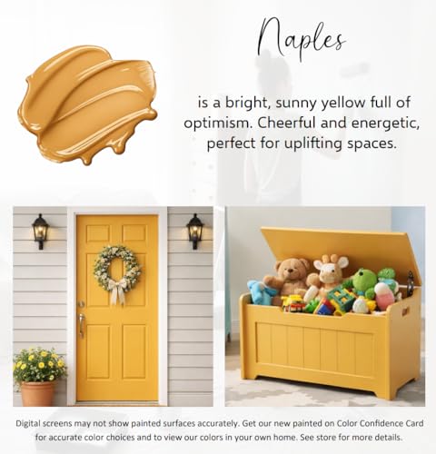 ALL-IN-ONE Paint by Heirloom Traditions, Naples (Sunny Yellow), Quart - Durable cabinet and furniture paint. Built in primer and top coat, no sanding needed. Includes our 30 featured color card.