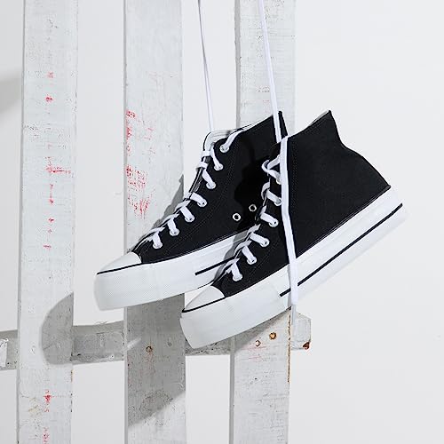 Pawnana Women's High Top Platform Sneakers Black Canvas Fashion Sneakers For Women Shoes Y2K Zapatos Zapatillas Plataforma Mujer #TOP3