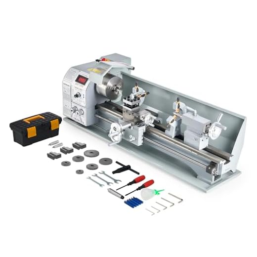 CREWORKS Mini Metal Lathe, 9" x 24" Benchtop Metal Lathe with 3 Jaw Chuck and 3000rpm Max. Spindle Speed, 1100W Metalworking Machine with LCD Display, Metal Lathe Machine