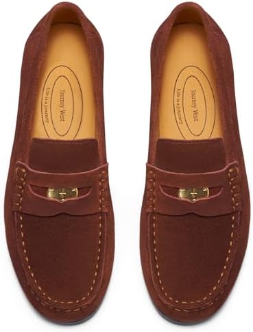 Journey West Ivy Style Suede Slip-on Penny Loafers Shoes for Wome...
