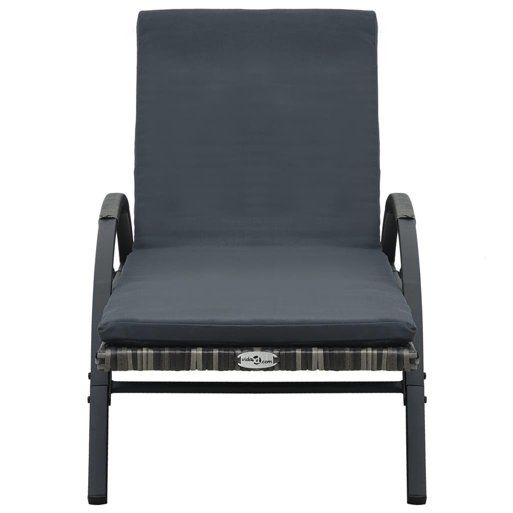 Sonnenliege mit Kissen & Rollen Poly Rattan anthrazit,Rattan Artikelfarbe-Anthracite