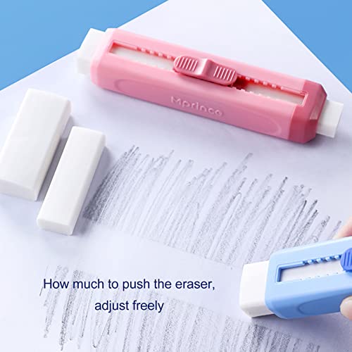 Push Pull Eraser Pencil Erasers Students Writing Tool Double Ended Portable Abs Shell Sliding Retractable Eraser School Supplies For Students (Pink) #TOP2