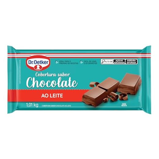 Dr. Oetker Cobertura em Barra Sabor Chocolate Ao Leite, Para Recheio e Cobertura de Bolos, Tortas, Pão de Mel, Doces e Sobremesas, Basta Derreter, 1kg