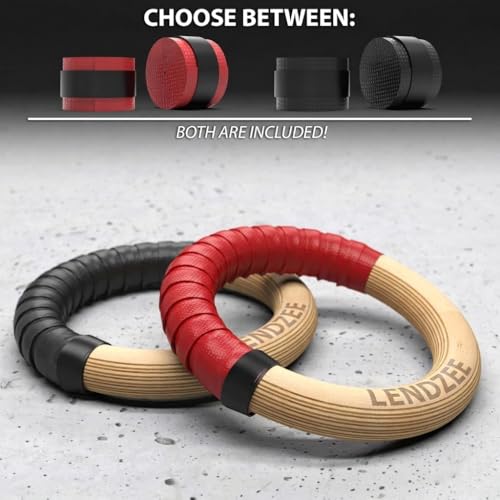 Image of Birch Wood Gymnastic Rings with Heavy Duty Adjustable Strap Capacity with 14.5ft Adjustable Buckle Straps for Cross Fitness Functional Training for Home Gym Full Body Workout