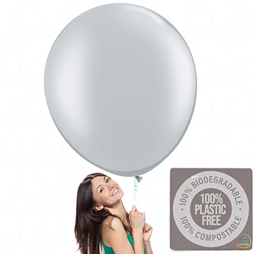 Afterloon Biodegradable Giant Balloons Silver 36 Inch 12 Pack, Large Thickened Extra Strong Latex Jumbo Big Helium Float, For Baby Shower Gender Reveal Garland Arch Wedding Birthday Party Decorations #TOP21