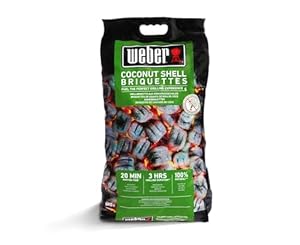Weber Grill Briquettes from Coconut Shells (8kg bag), high performance, for long and consistent heat, ideal for longer grilling of grill food, 100% natural (18402)