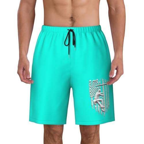 American Flag Lineman Mens Swim Trunks Quick Dry Board Shorts 7" - Hawaii Beach Swimwear3
